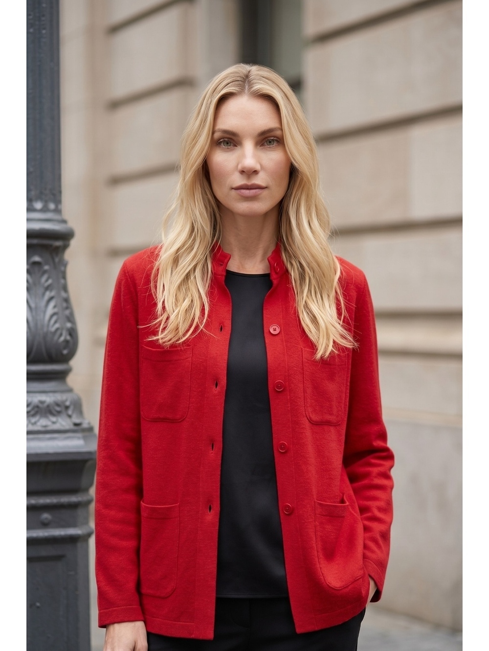 Lauren Ralph Lauren Red Silk Button-Up Cardigan Jacket Size S